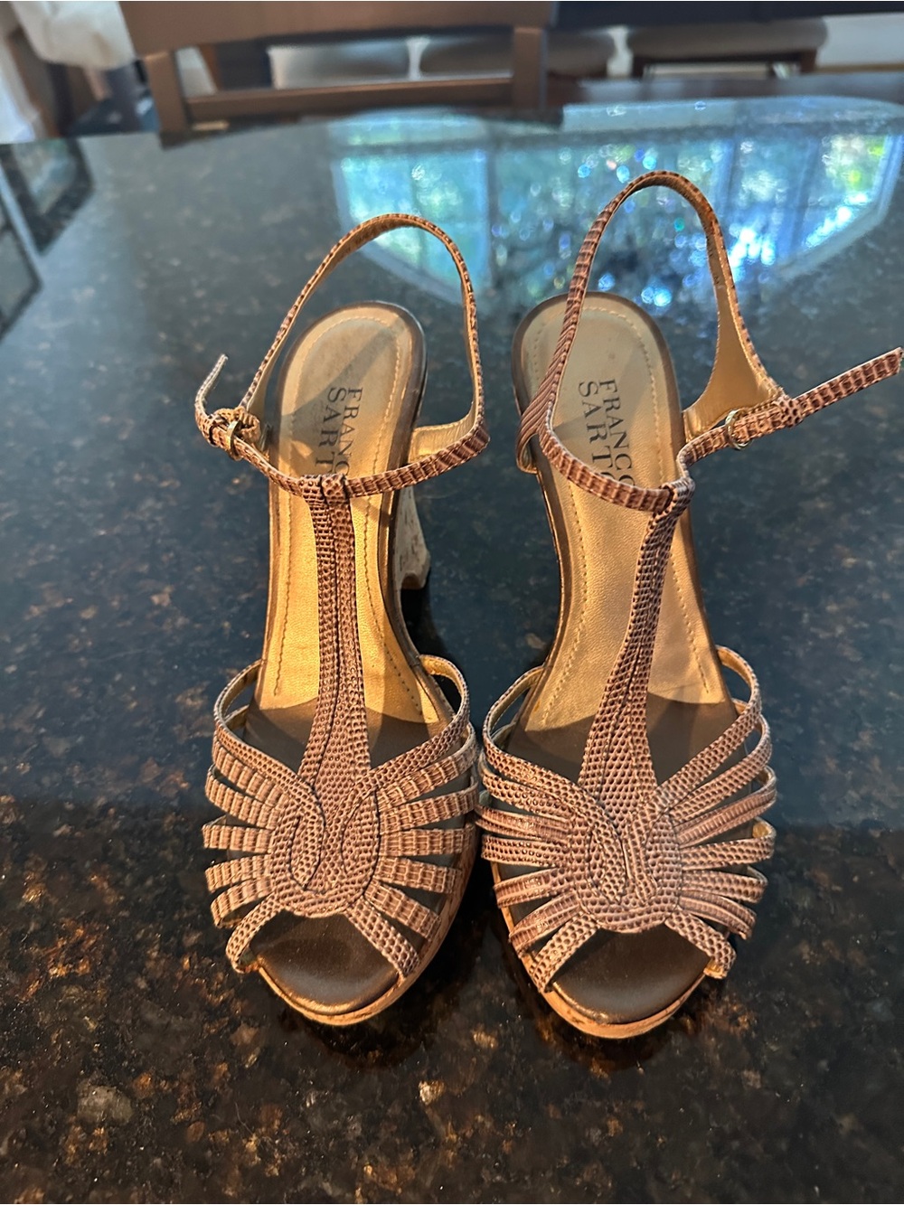 Franco Sarto Woven Cork Platform Sandals